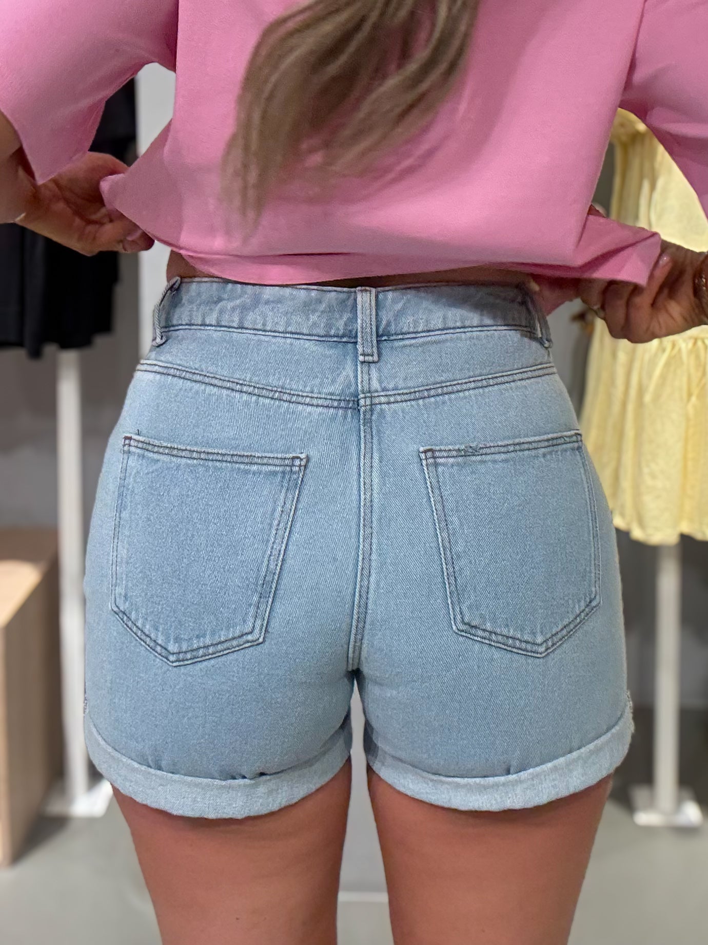 NMSMILEY Shorts - Light Blue Denim